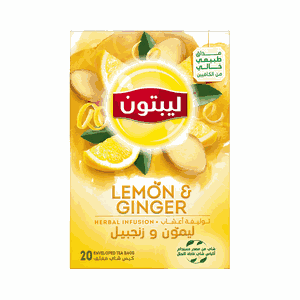 ليبتون شاي توليفة أعشاب الليمون والزنجبيل 20 كيس شاي